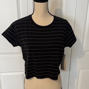 lululemon athletica Black Crop Top with White Stripes